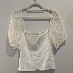 Elegant White Sheer Sleeve Top